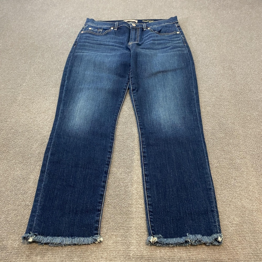 7 For All Mankind Roxanne Ankle Jeans Womens 31 Mid Rise Slim Frayed‎ Hem Denim